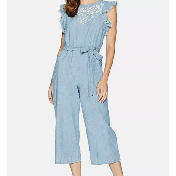 Vince Camuto Blue Cotton Chambray Jumpsuit size M - Picture 1 of 6